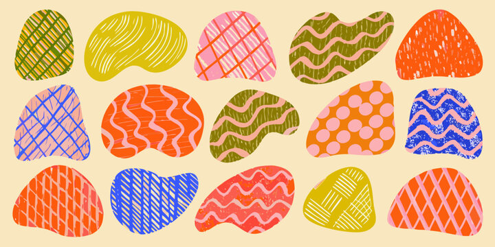 Abstract Organic Blob Shapes And Patterns Colorful Vector Illustration