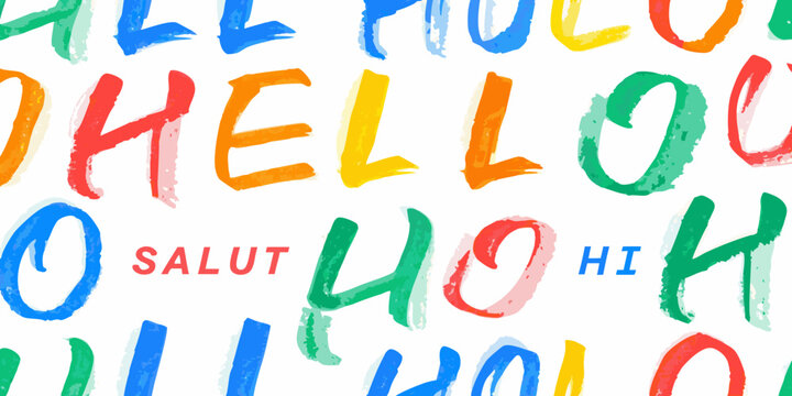 Multilingual Hello Typography Colorful Vector Illustration On White Background