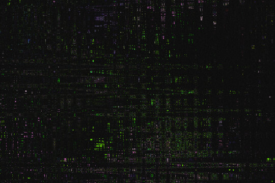 Glitchy green and purple distorted digital noise background texture
