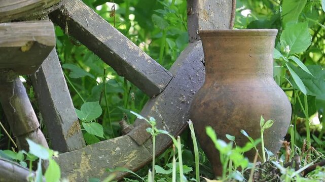medieval stoneware amidst lush greenery.