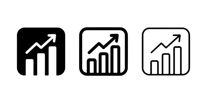 Growth Chart Icons Set isolated on transparent background