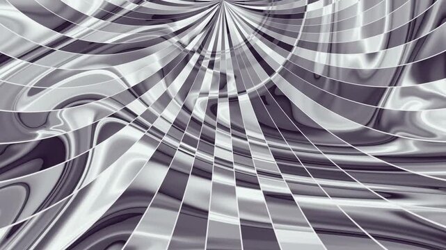 Liquid chrome distorted grid background with futuristic warp speed perspective and metallic fluid waves video loop