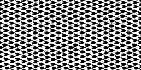 Fish pattern black and white repeating design on a white background © Dipa