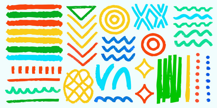 Colorful abstract marks vector illustration set on a light blue background