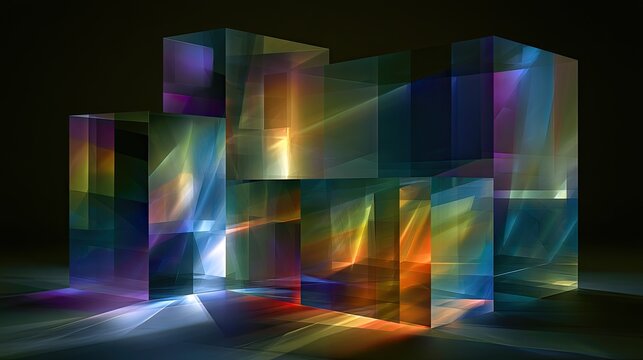 Abstract Geometric Prism Light Refraction Art Installation.