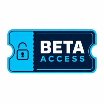 Graphic icon for preliminary application feature testing, signifying exclusive early program access and software development phases