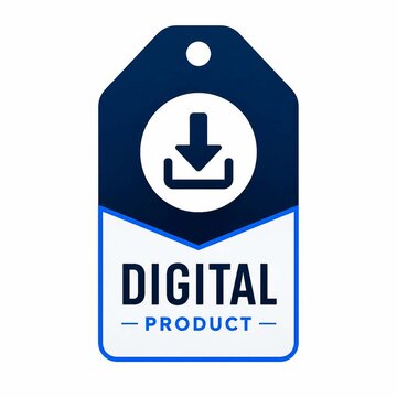 Minimalist Digital Download Tag Icon for E-commerce Web Stores and Virtual File Distribution Service Graphics