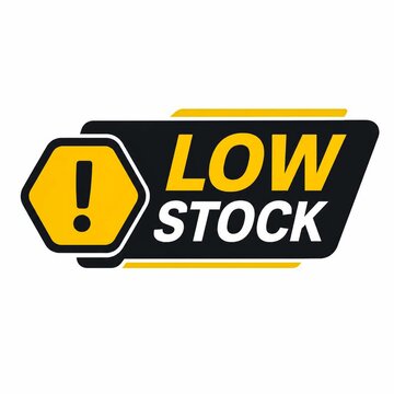 Low Stock Alert Badge Vector Graphic with Warning Exclamation Mark Sign for Online Store Retail