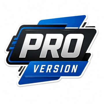 Modern Pro Version Badge Label with Dynamic Sporty Blue and Black Graphic Design for Premium Software Interface Upgrade