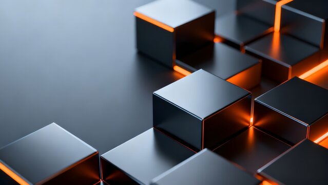 Abstract cubes with glowing edges