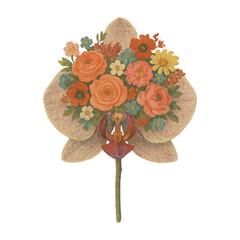 Fototapeta premium PNG Vintage floral bouquet illustration