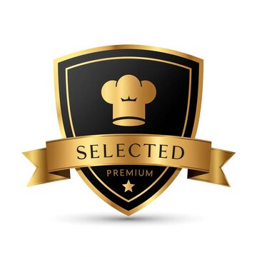 Elegant Culinary Excellence Shield Emblem with Chef Hat Symbolizing Premium Quality Selection