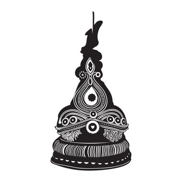 Traditional Bengali Wedding Topor Silhouette Isolated on White Background