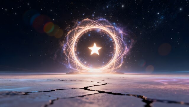 Cosmic portal with star in night sky
