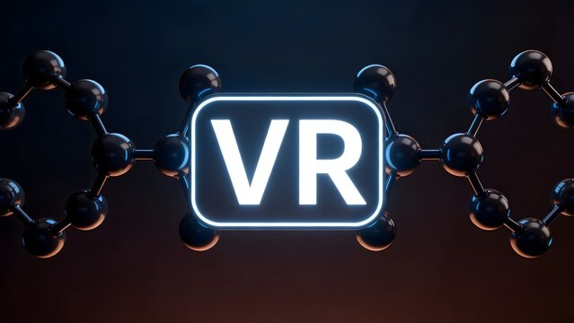 VR symbol with molecular structure