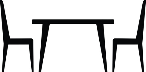 Fototapeta premium Vector silhouette of a table and two chairs in a minimalist setting