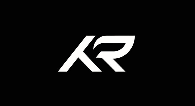 Minimalist KR monogram logo on black background.