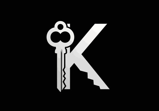 Minimalist letter K logo combined with key icon shape.