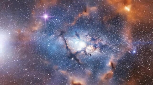 Cinematic Glowing Nebula Swirling Through Vast Cosmic Galaxy | Deep Space Exploration