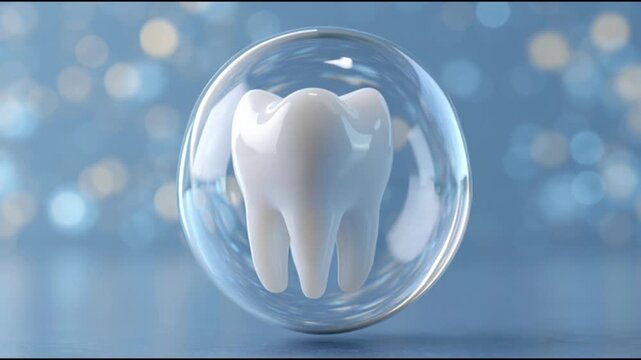 White Tooth Protected Inside Transparent Sphere