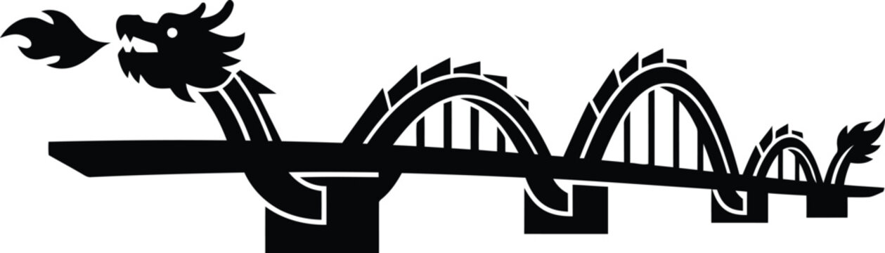 Black roller coaster silhouette isolated on white, amusement park ride track design with dramatic curves