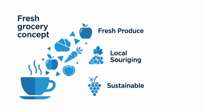 Steaming blue coffee cup icon graphic.