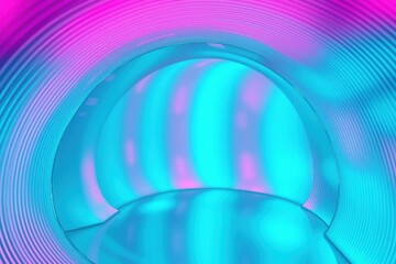 Fototapeta premium Abstract tunnel, vibrant colors, curved lines create illusion depth. Pink, blue hues dominate composition. Smooth gradients, digital art.