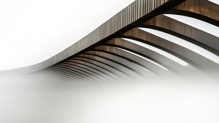 Naklejka premium Modern bridge structure in fog abstract architectural design