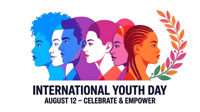International youth day illustration diverse faces celebrating august 12th empowerment and global unity