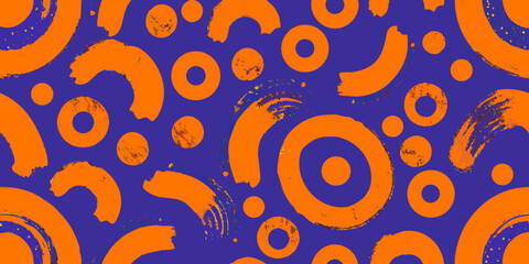 Fototapeta premium Orange circular pattern on purple background abstract vector illustration