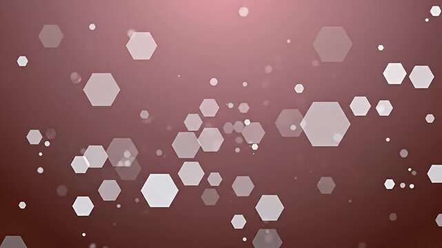 Abstract background with blurred, white hexagons and circles on a maroon surface