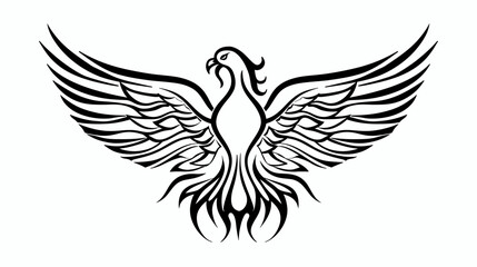 Fototapeta premium Elegant vector illustration of a soaring bird with open wings on white
