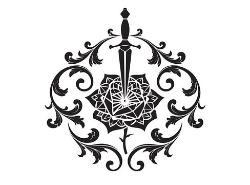 Black sword crest emblem icon