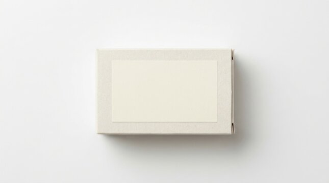 Minimalist Top View of a Blank Rectangular Cardboard Packaging Box with a Customizable Center Label for Product Branding and Mockup Design Presentation