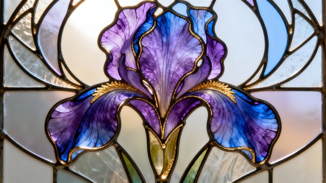 Stained glass iris flower design