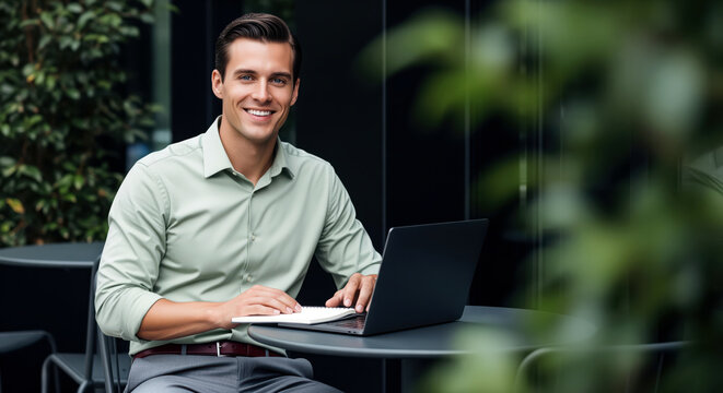 Remote study routine at outdoor cafe for online course preparation, focused personal learning and flexible schedule support for exam readiness, skill building and independent career change