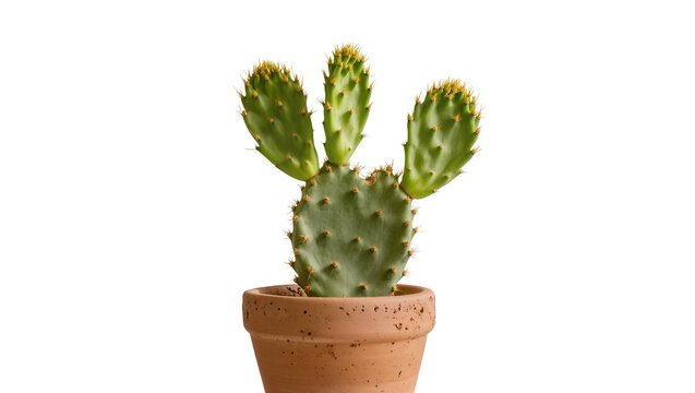 Prickly pear cactus in terracotta pot
