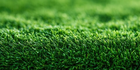 Naklejka premium Close-up view of a dense field of vibrant green artificial turf