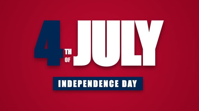 USA Independence Day Red Title Slide - Patriotic 4th of July Typography Loop