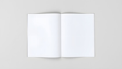 Fototapeta premium Open blank brochure on light grey background, top view, graphic novel art. White tone