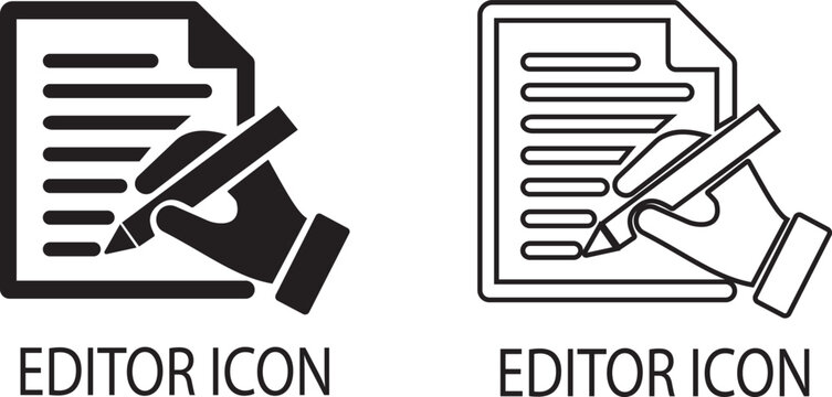 Editor Icon Set Collection Document Editing Pencil Writing Tool Transparent Background Vector Illustration