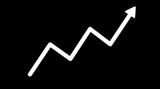 Upward zigzag arrow growth progress and rising success in a simple graphic style animation