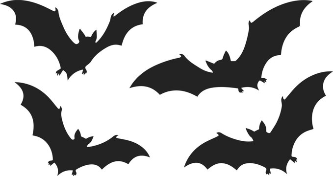 halloween flying bats silhouette, vector illustration