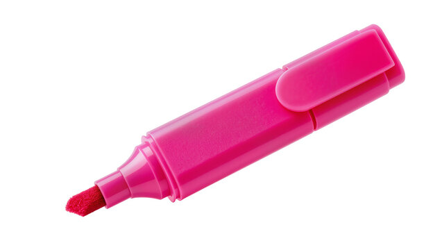 Pink highlighter pen with cap