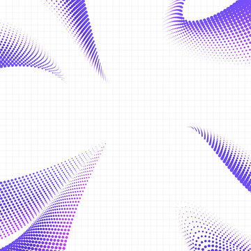 Abstract Purple Halftone Wave on White Background with Grid Lines