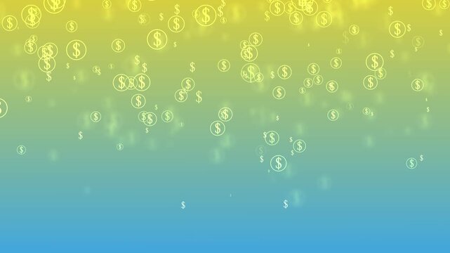 Abstract background with floating dollar signs gradient money finance and growth concept animation