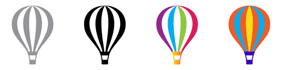 Hot air balloon ride silhouette Clipart Icon, logo, symbol, clipart vector illustration. PNG. Editable stroke.  © Newton