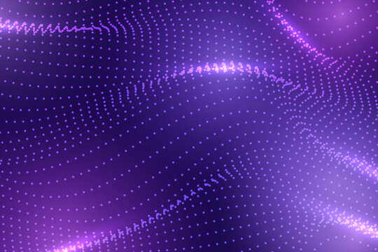 Futuristic Purple Particle Mesh Background with Glowing Light Effects