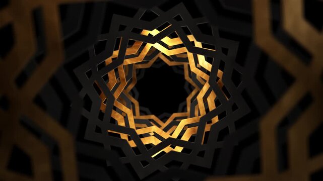 Ramadan Kareem, Golden Geometry Pattern, Loop Alpha Background