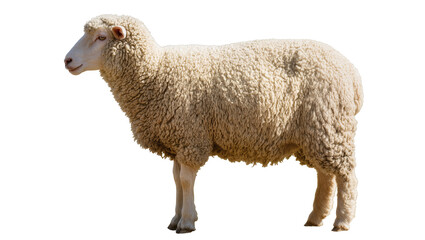 Fluffy wool sheep standing profile view © Anna